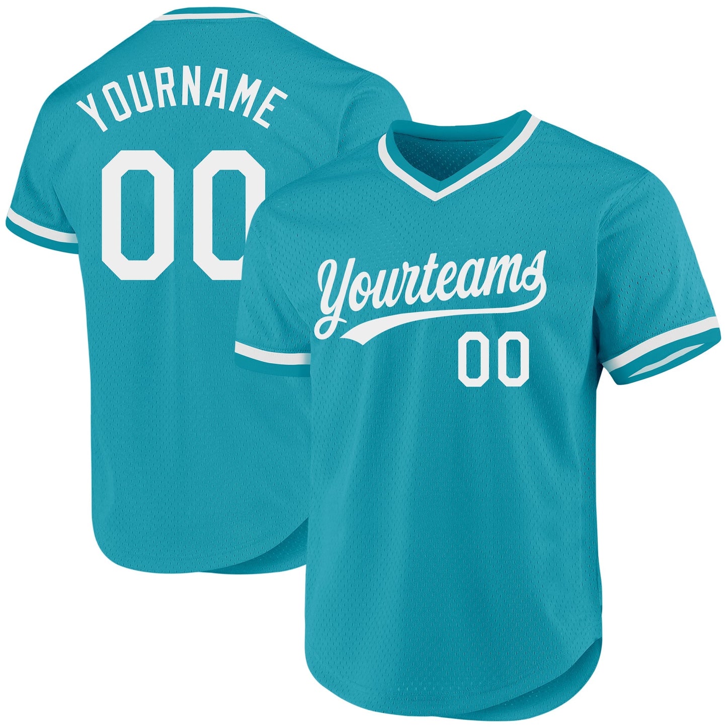 Custom Teal White Authentic Throwback Baseball Jersey baseball jersey product view 1