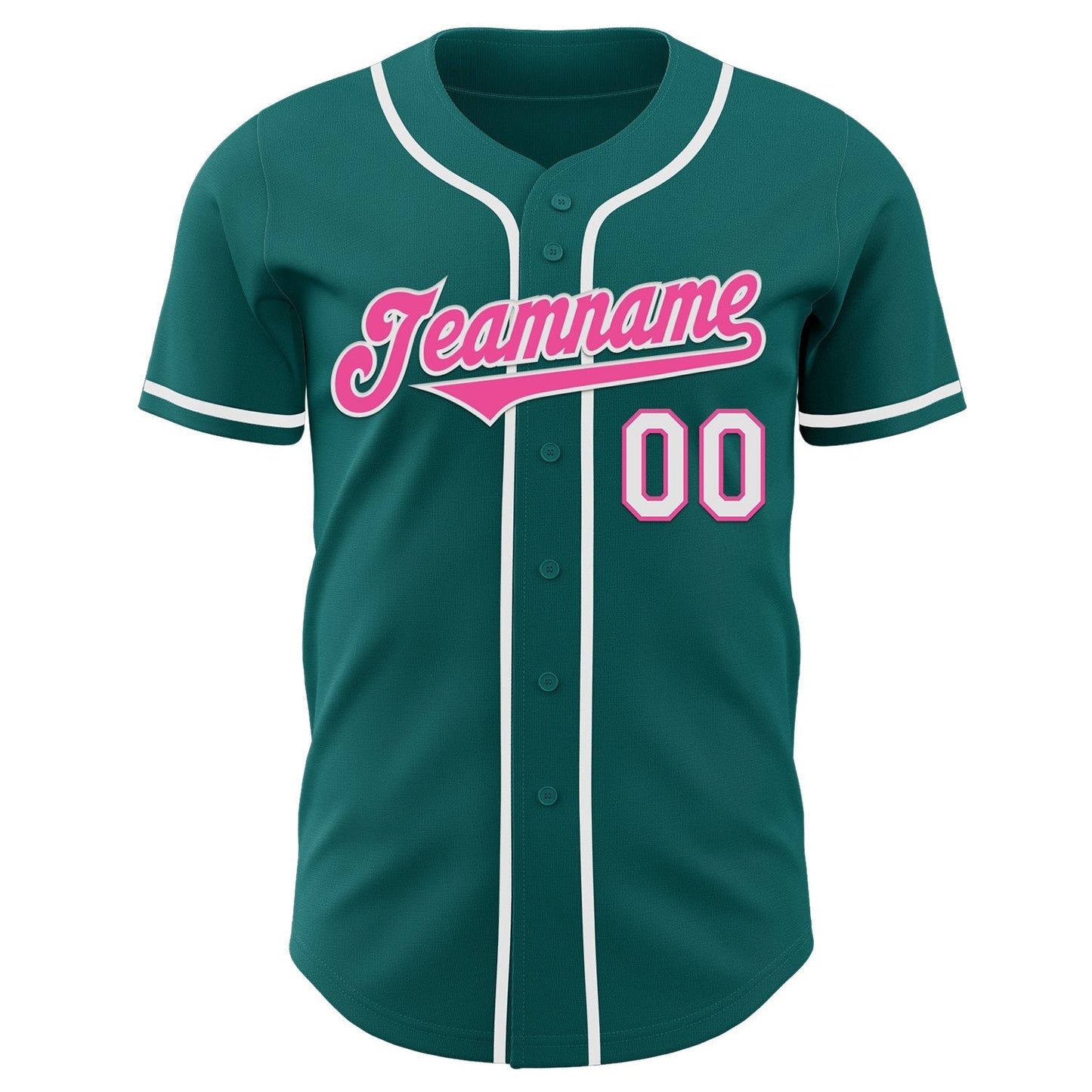 Custom Teal Pink-White Authentic Baseball Jersey baseball jersey product view 2