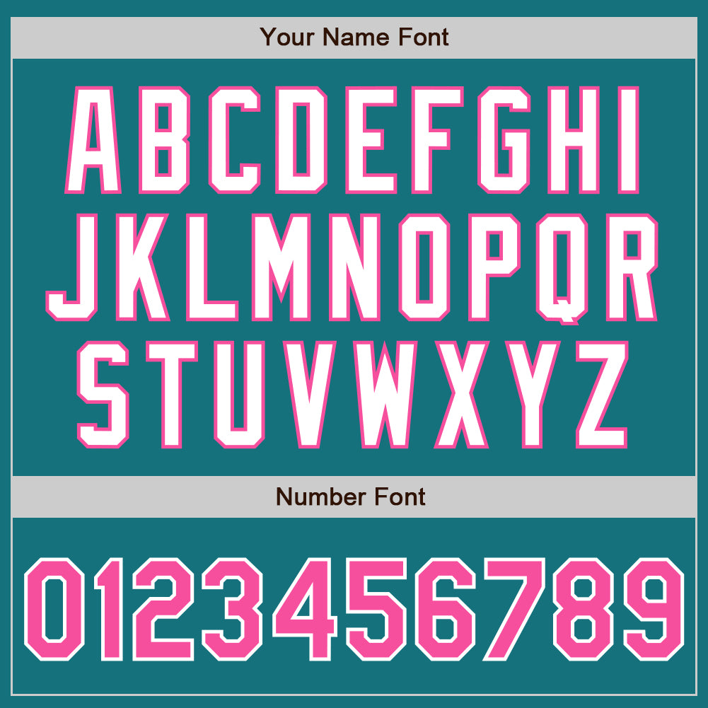 Custom Teal Pink-White Authentic Baseball Jersey baseball jersey product view 5