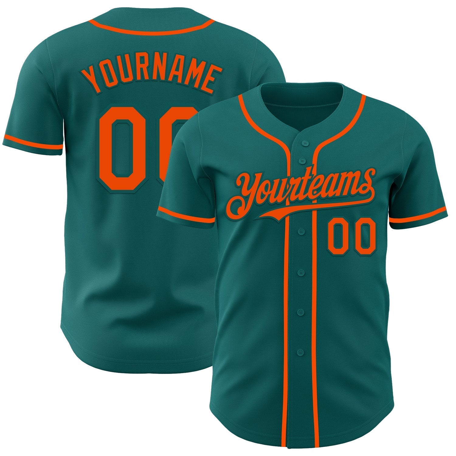 Custom Teal Orange Authentic Baseball Jersey baseball jersey product view 1