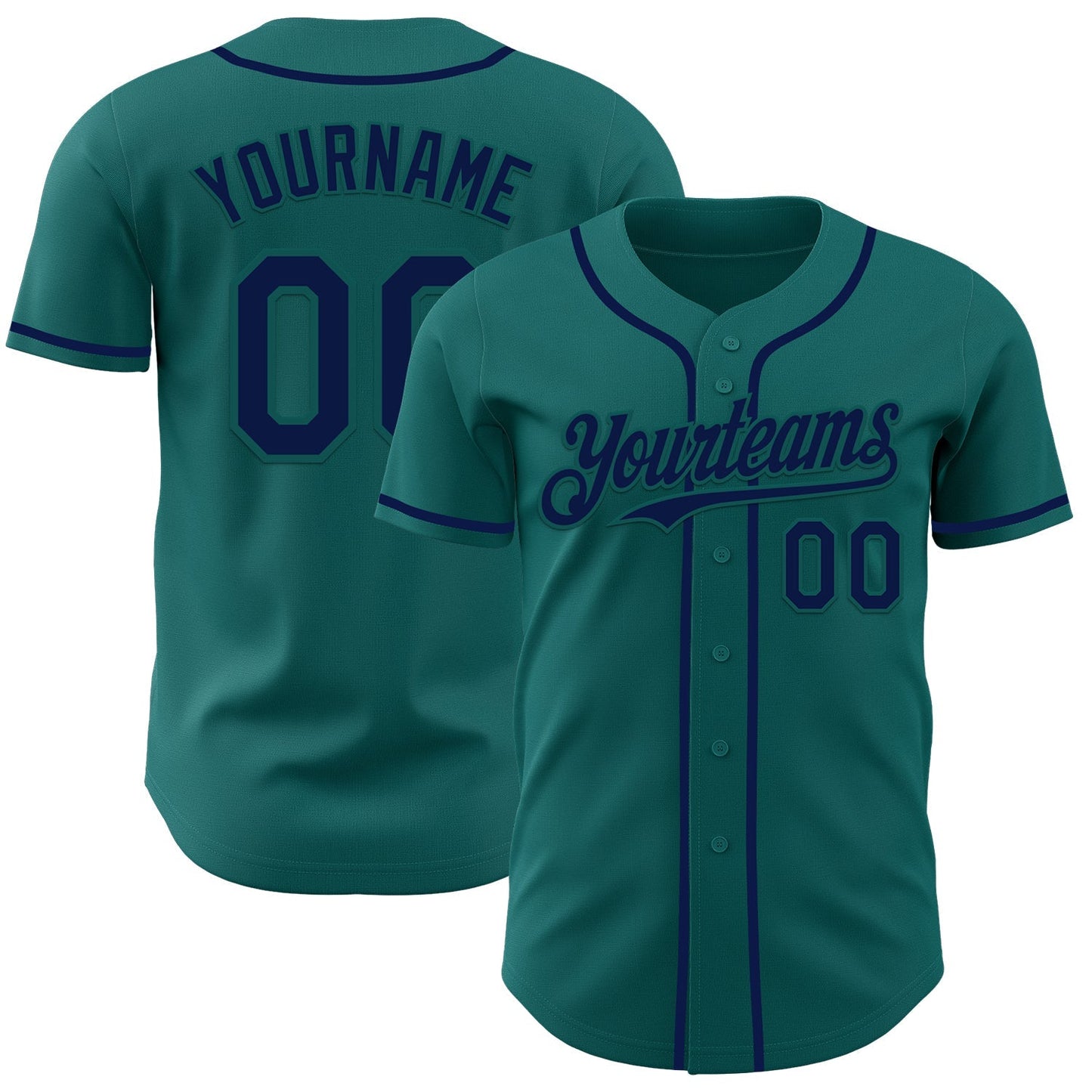 Custom Teal Navy Authentic Baseball Jersey baseball jersey product view 1