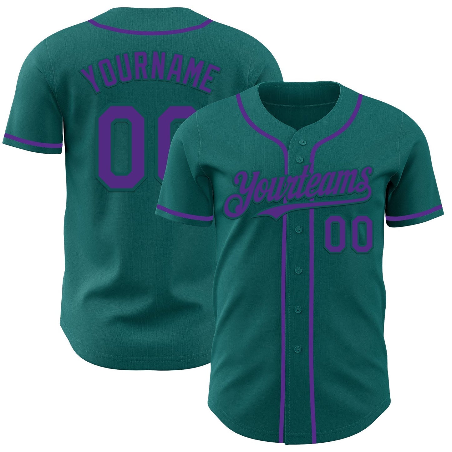 Custom Teal Purple Authentic Baseball Jersey baseball jersey product view 1