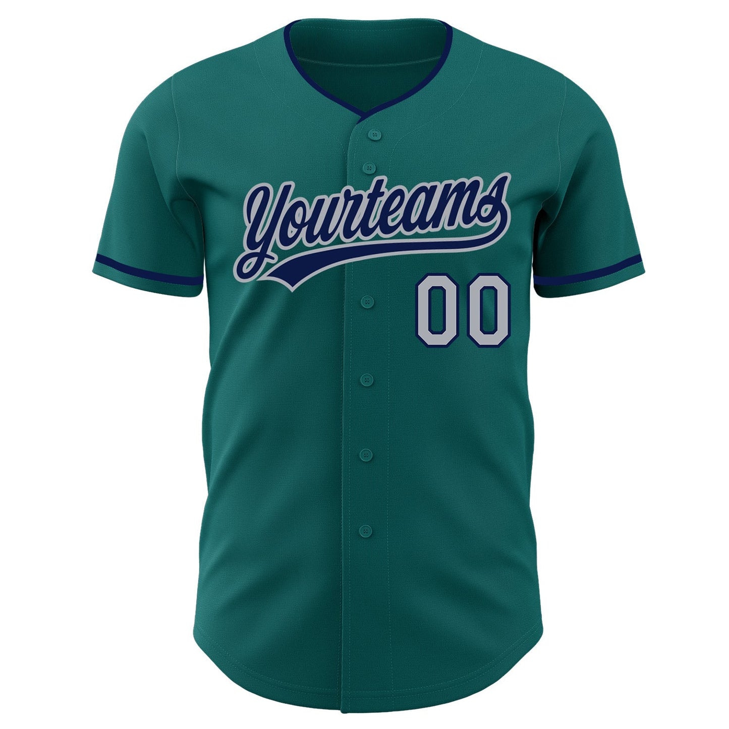 Custom Teal Navy-Gray Authentic Baseball Jersey baseball jersey product view 2