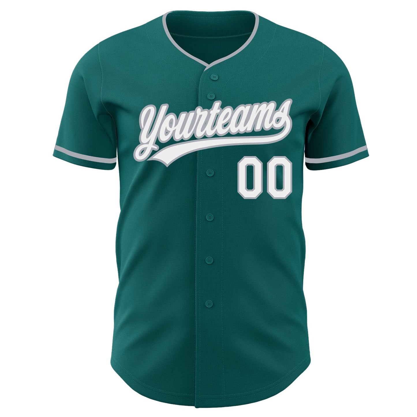 Custom Teal White-Gray Authentic Baseball Jersey baseball jersey product view 2