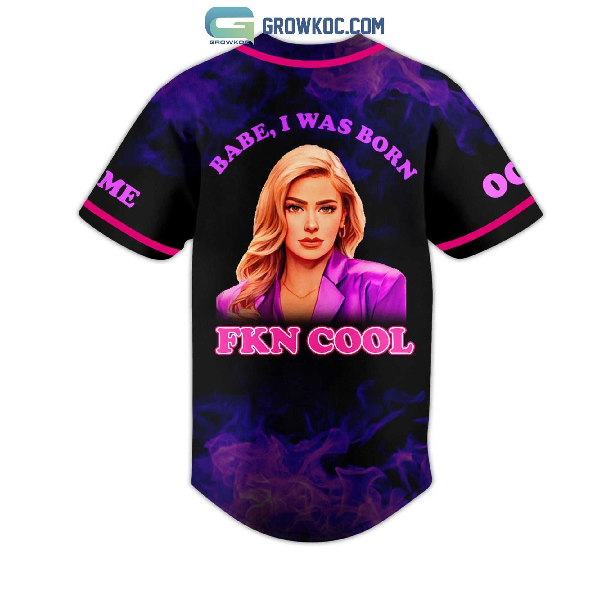 Team Ariana Babe I Was Born FKN Cool Personalized Baseball Jersey baseball jersey product view 3