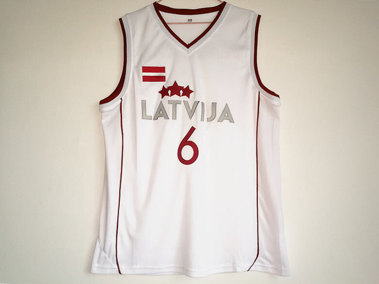 Team Latvija #6 Kristaps Porzingis 6 # 2017 Team White Basketball Jersey 1 basketball jersey product view 1