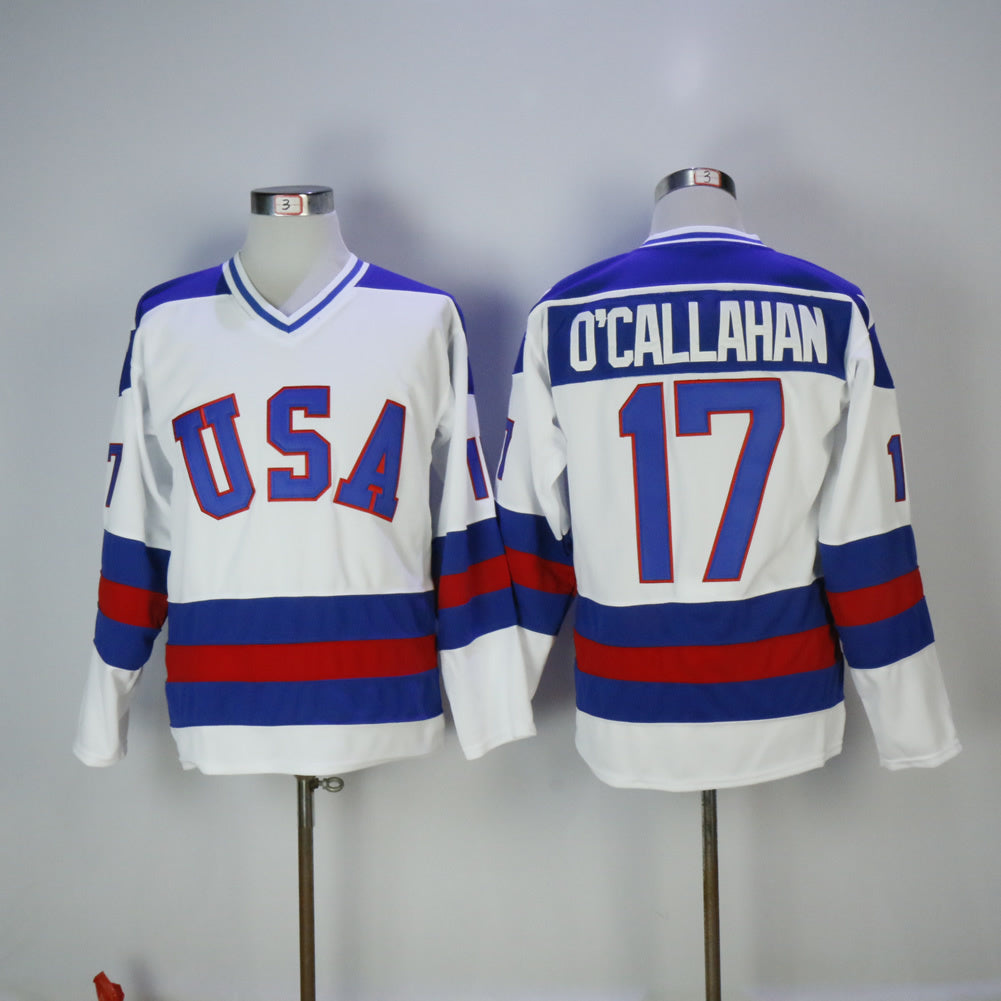 Team USA 1980 #17 Jack Ocallahan USA17 White Hockey Jersey hockey jersey product view 1