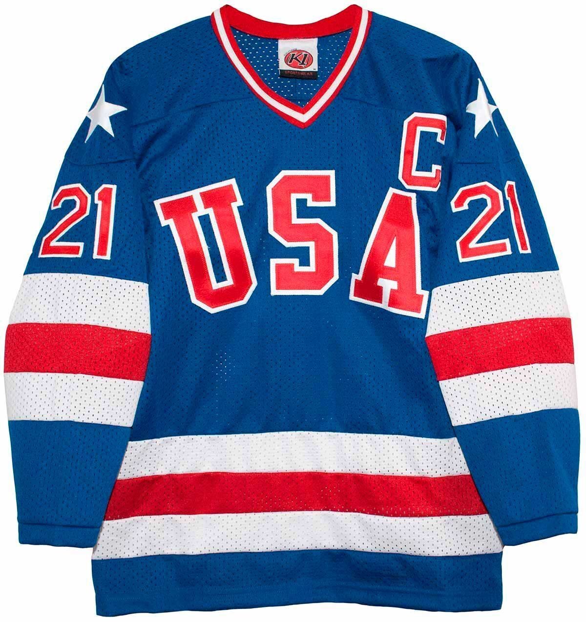 Team USA #21 Mike Eruzione 3 College Football Jersey football jersey product view 1