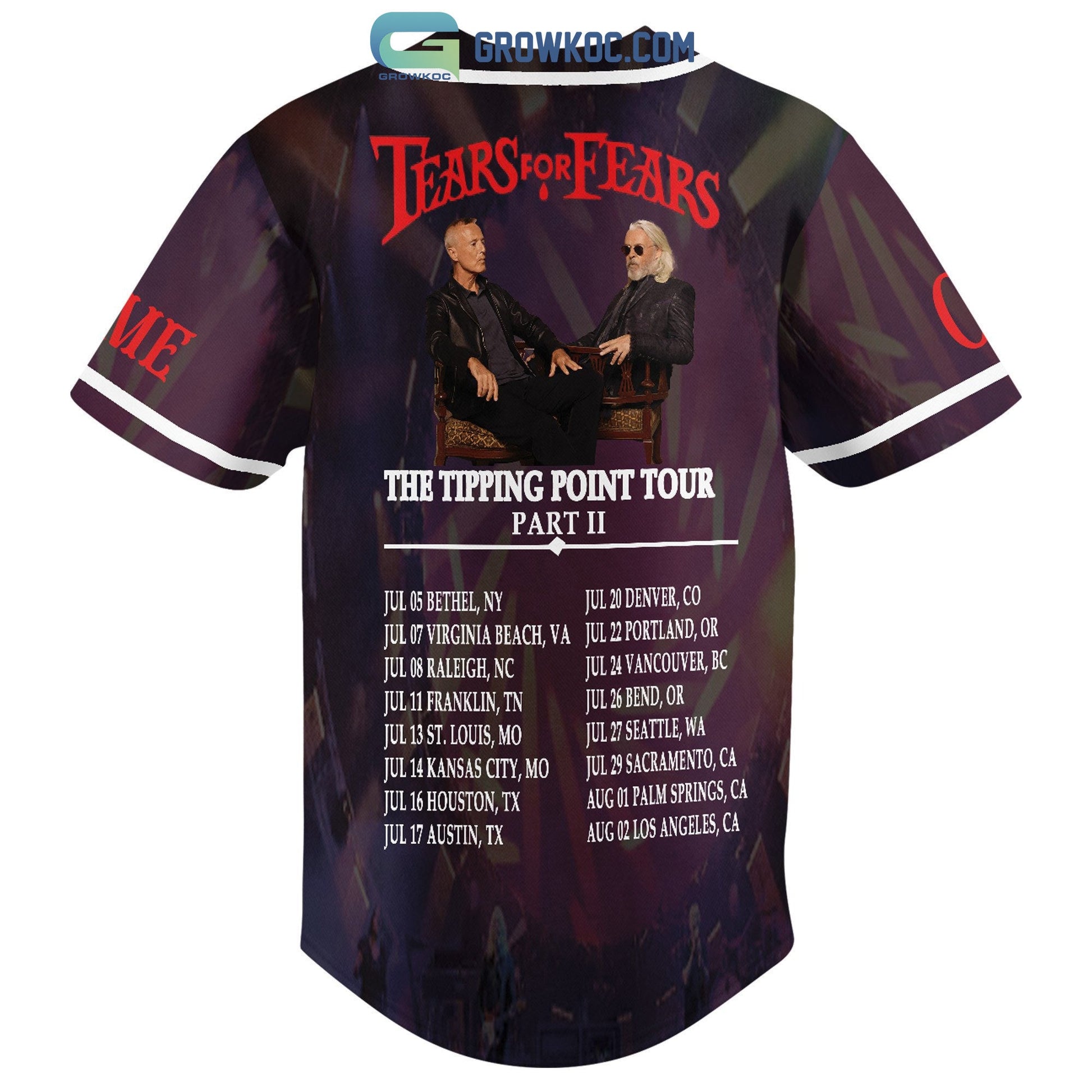 Tears For Fears The Tipping Point Tour Personalized Baseball Jersey baseball jersey product view 3