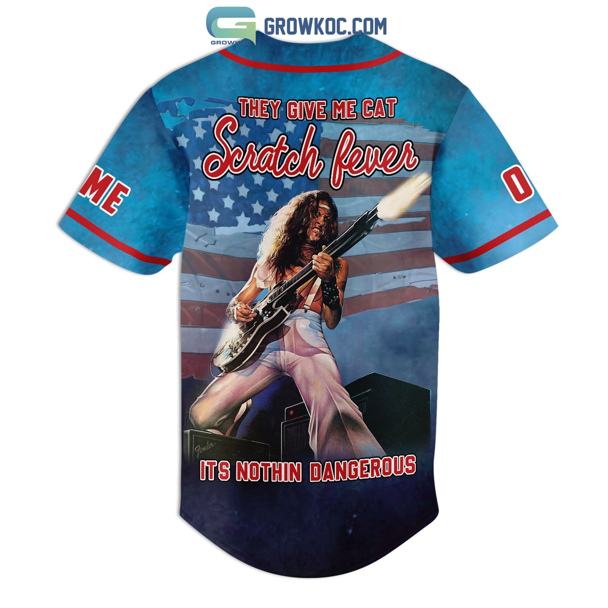 Ted Nugent They Give Me Cat Scratch Fever Its Nothin Dangerous Personalized Baseball Jersey baseball jersey product view 3