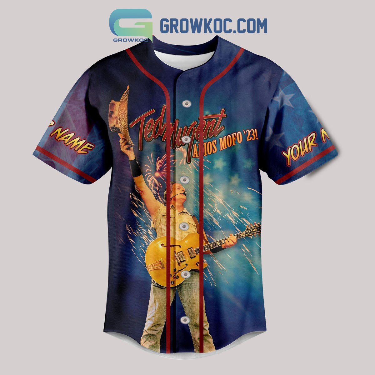 Ted Nugent You Know I’m Here To Stay Got You In A Stranglehold Personalized Baseball Jersey baseball jersey product view 2