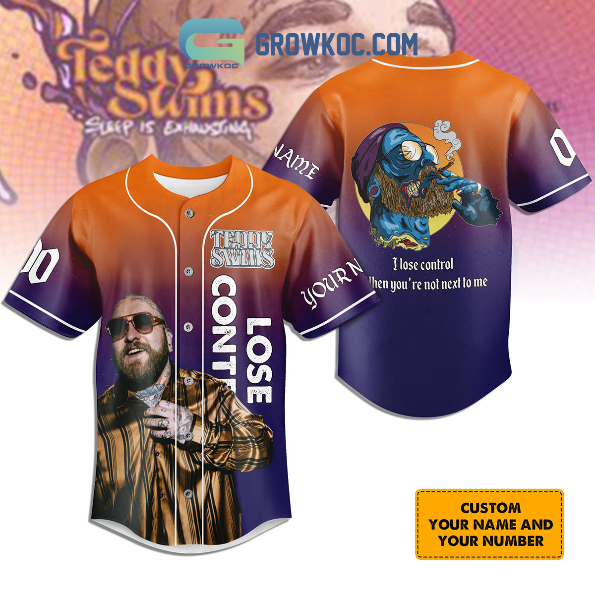 Teddy Swims Lose Control Fan Personalized Baseball Jersey baseball jersey product view 1
