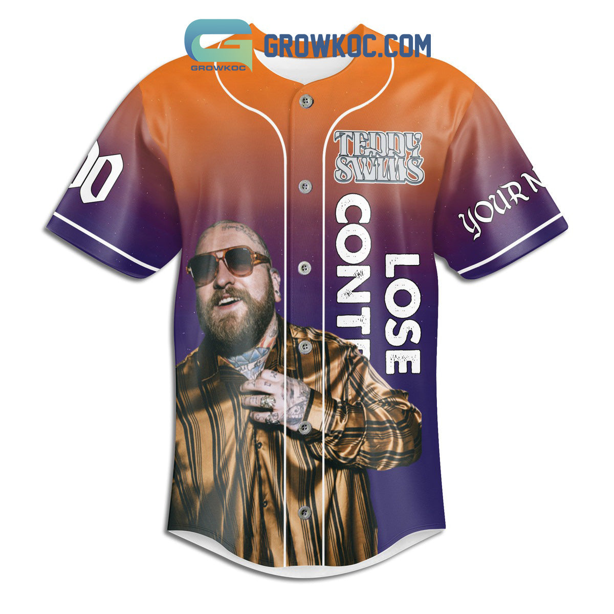 Teddy Swims Lose Control Fan Personalized Baseball Jersey baseball jersey product view 3