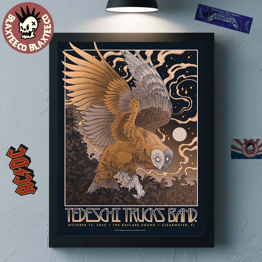 Tedeschi Trucks Band Clearwater Florida 2025 Venue Poster At The Baycare Sound On October 12 2025 The Owl Art Home Decor Poster Canvas - T-Shirt, Sweatshirt, Hoodie