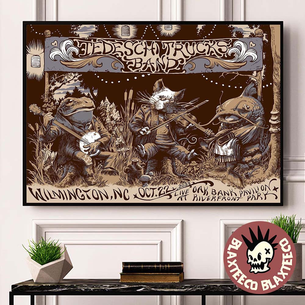 Tedeschi Trucks Band Wilmington North Carolina 2025 Show Poster Live At Oak Bank Pavilion At Riverfront Park On October 22 2025 Landscape Poster Canvas - T-Shirt, Sweatshirt, Hoodie
