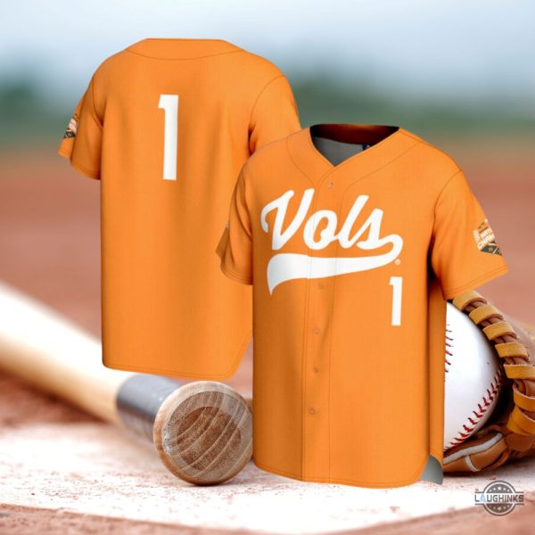 Tennessee Vols Baseball Jersey Shirt 2024 Tennessee Volunteers Ut College World Series Champions Commemorative Number 1 Orange Jersey baseball jersey product view 1