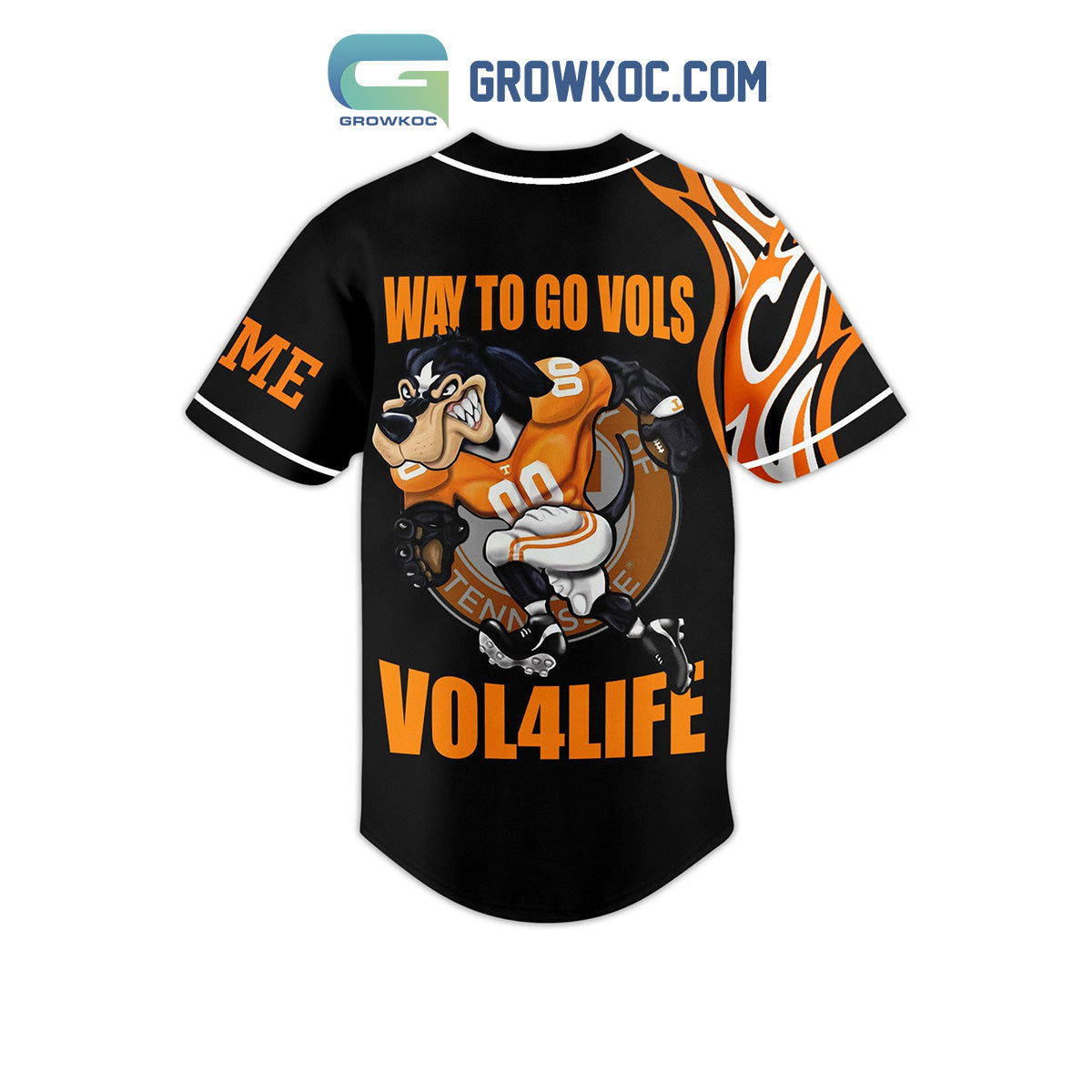 Tennessee Vols Way To Go Vols Vol For Life Personalized Baseball Jersey baseball jersey product view 3