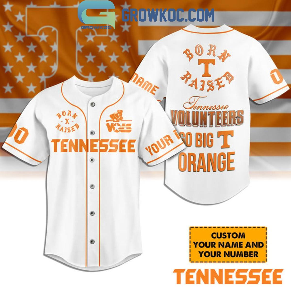 Tennessee Volunteers Go Big T Orange Personalized Baseball Jersey White baseball jersey product view 1