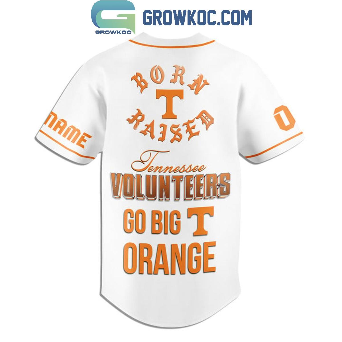 Tennessee Volunteers Go Big T Orange Personalized Baseball Jersey White baseball jersey product view 3