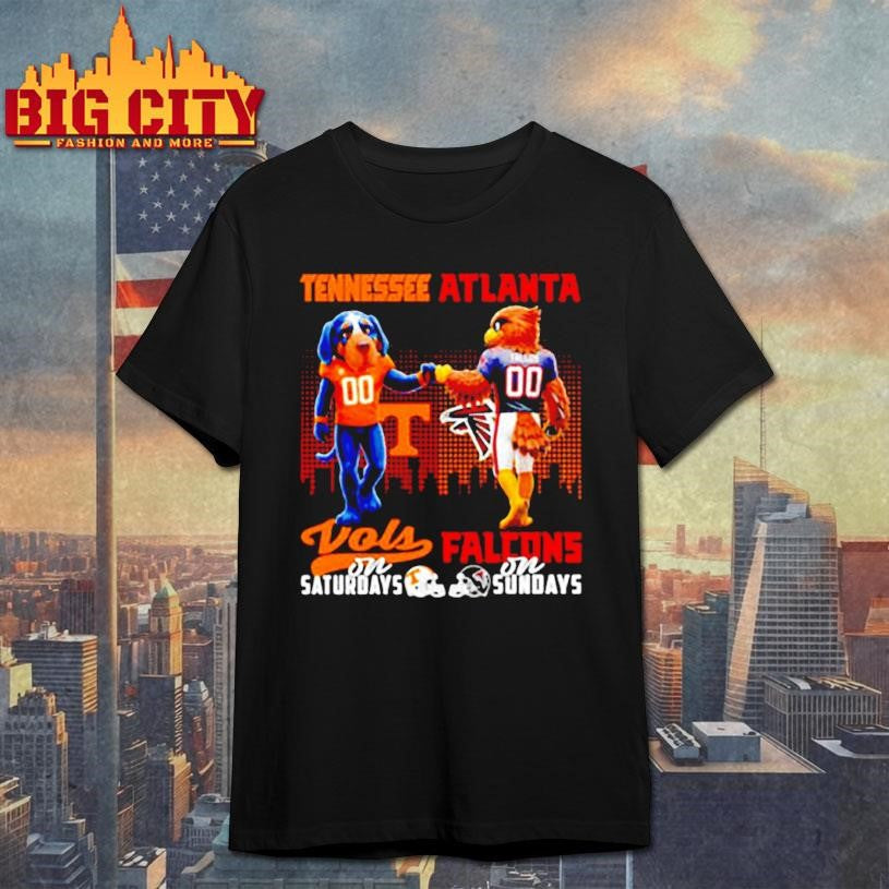 Tennessee Volunteers On Saturdays x Atlanta Falcons On Sunday Mascot shirt Unisex T-shirt, Sweatshirt, Hoodie, Long Sleeve Tee - T-Shirt, Sweatshirt, Hoodie