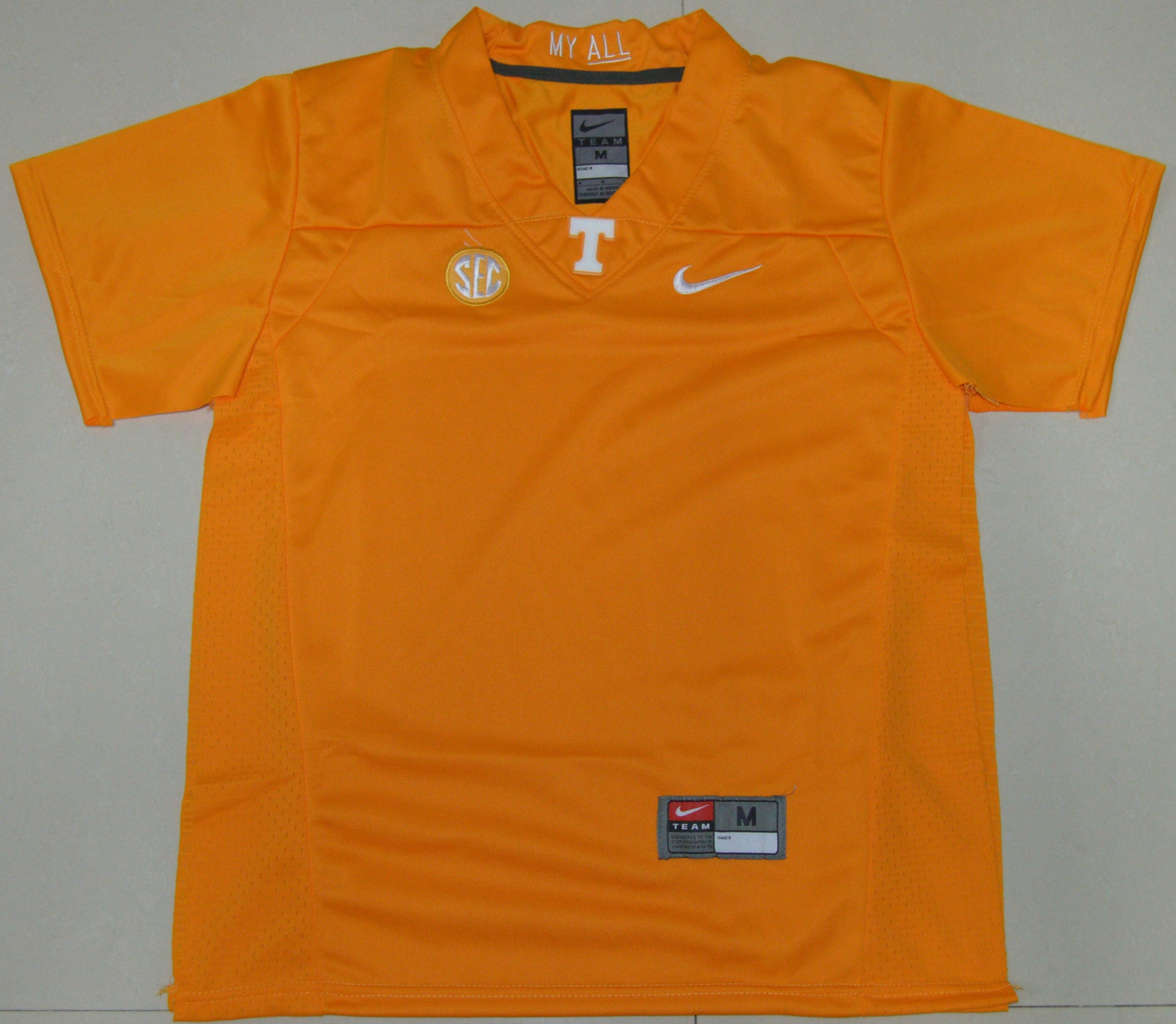 Tennessee Blank Youth Orange Front College Football Jersey football jersey product view 1