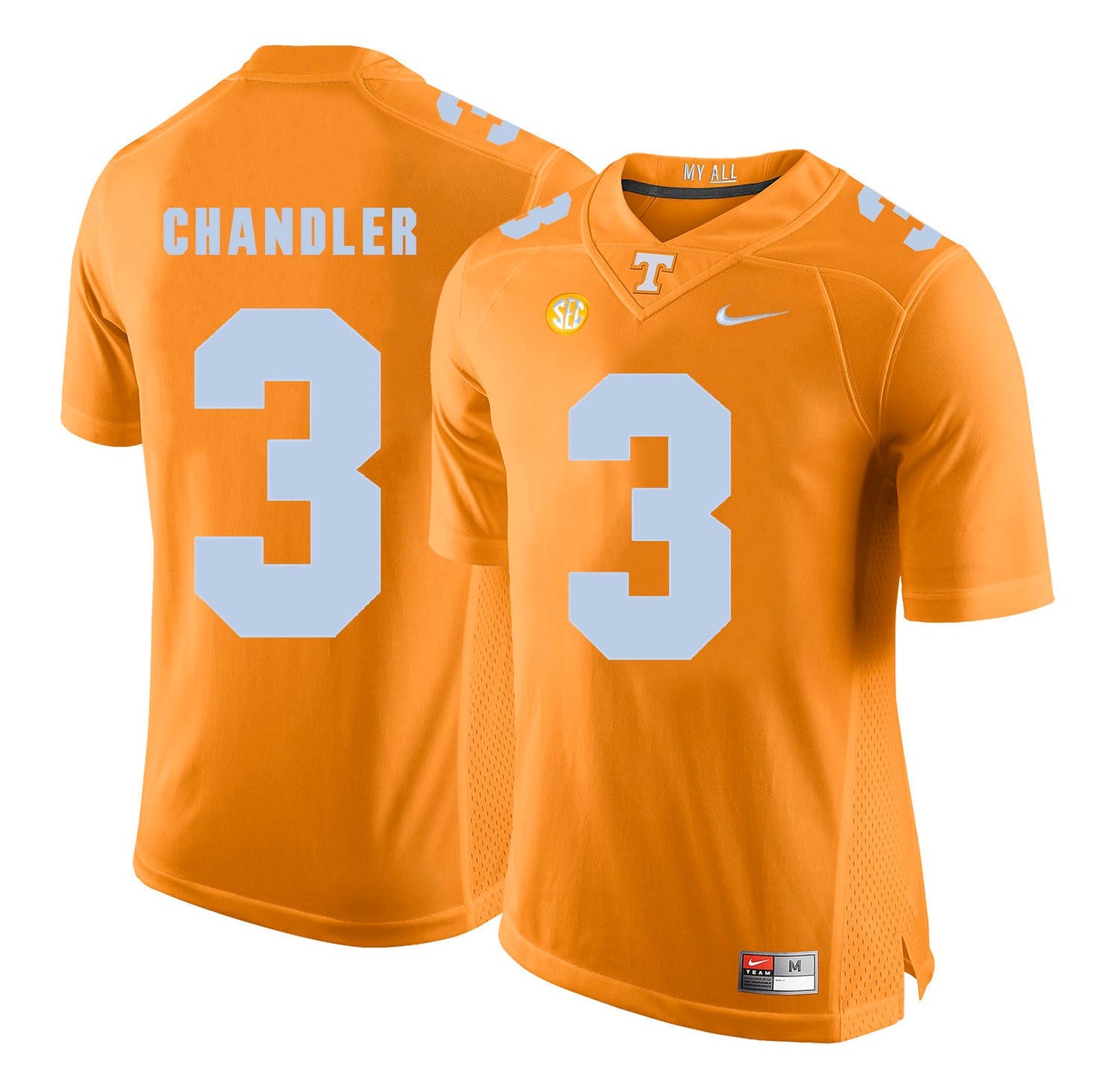 Tennessee CHANDLER 3 Orange College Football Jersey football jersey product view 1