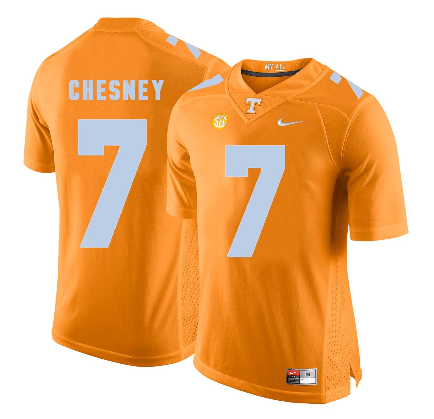 Tennessee CHESNEY 7 Orange College Football Jersey football jersey product view 1