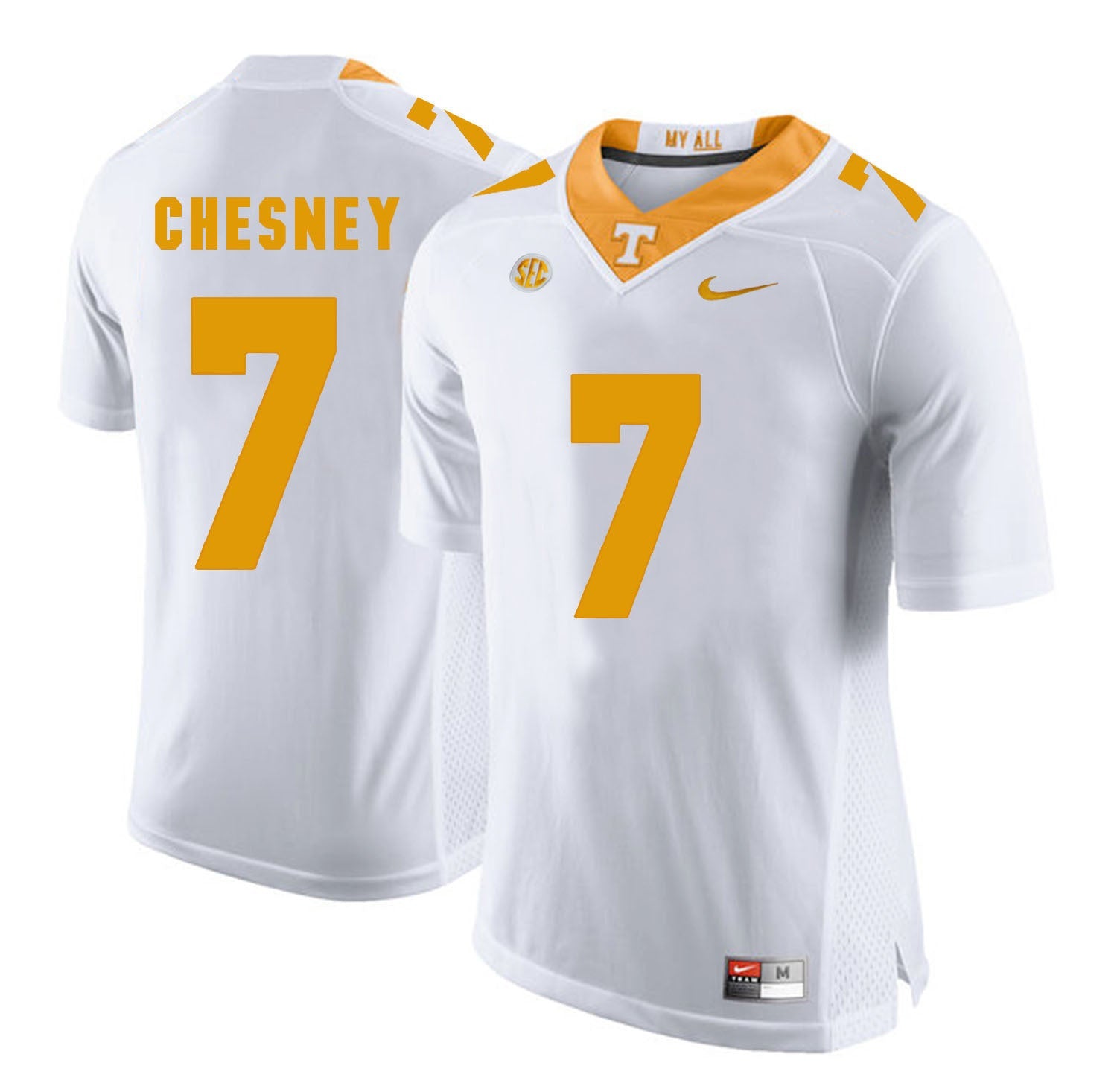 Tennessee CHESNEY 7 White College Football Jersey football jersey product view 1