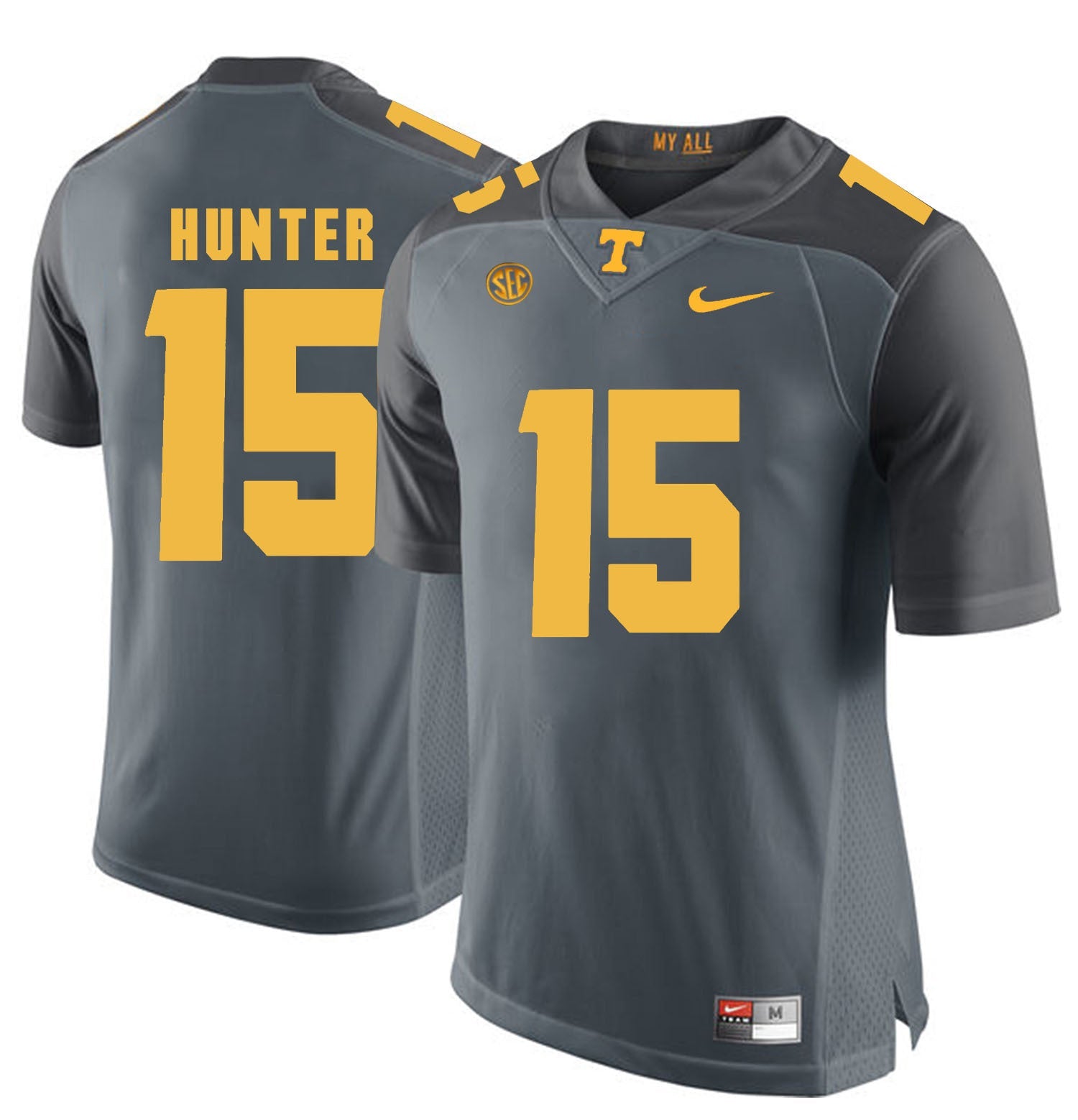 Tennessee Hunter 15 Grey College Football Jersey football jersey product view 1