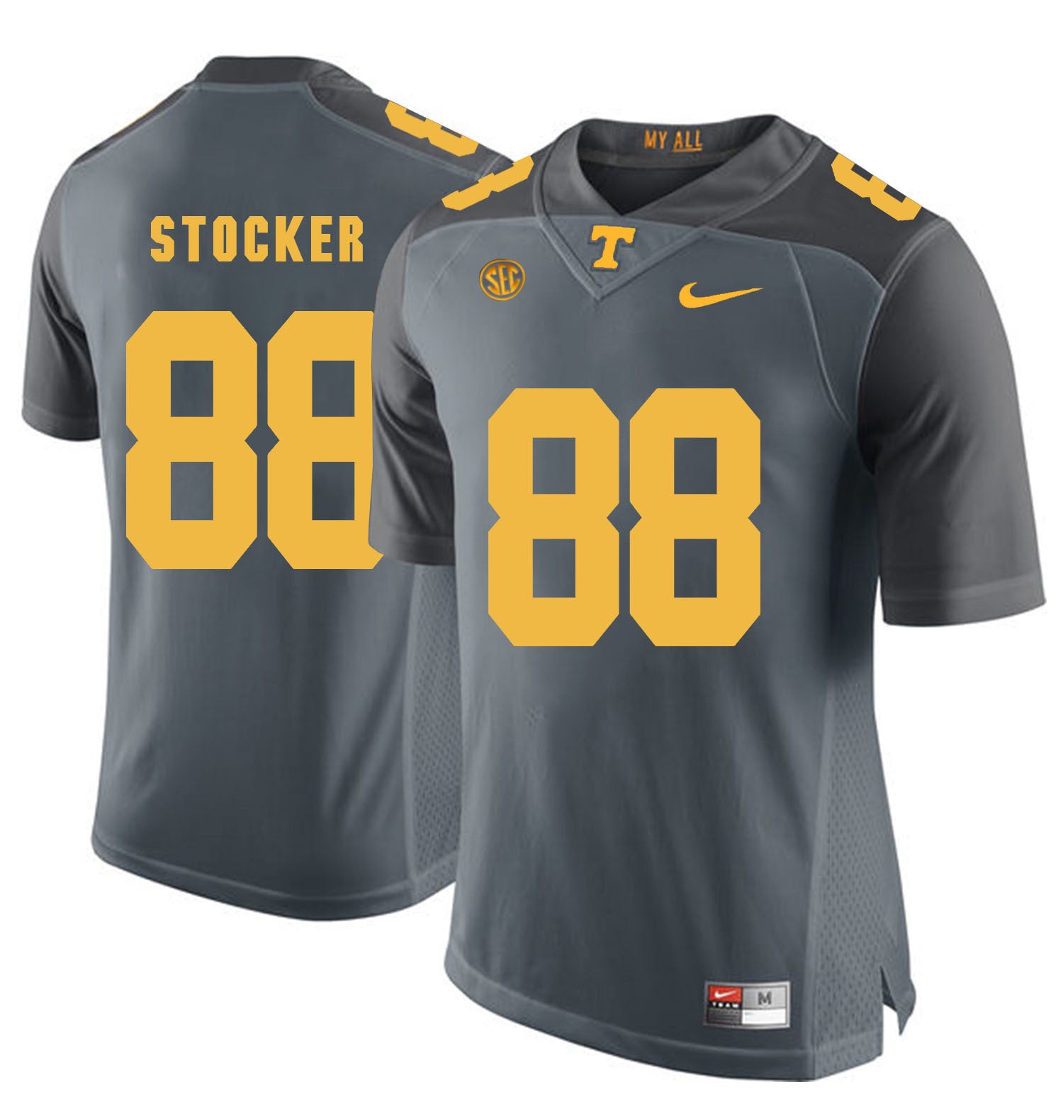 Tennessee Stocker 88 Grey College Football Jersey football jersey product view 1