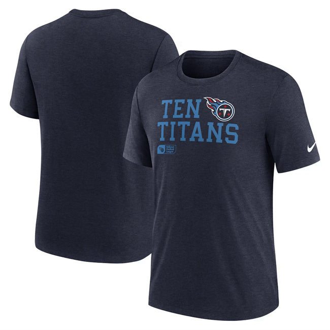 Tennessee Titans Navy Overlap Lockup Tri-Blend T-Shirt Football Jersey football jersey product view 1