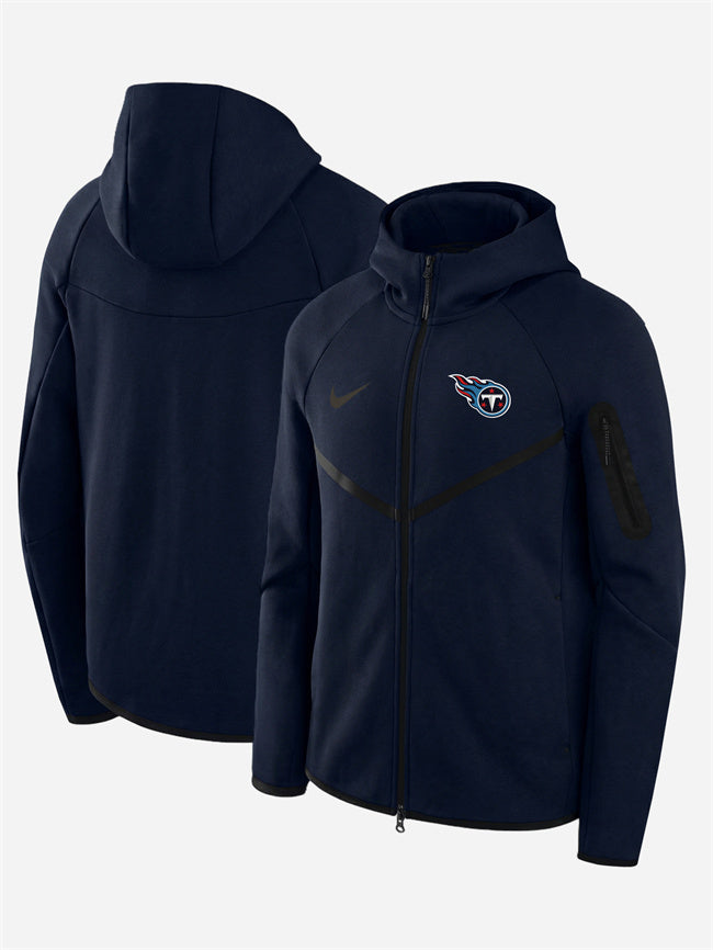 Tennessee Titans Navy Tech Fleece Full-Zip Windrunner Hoodie Football Jersey football jersey product view 1