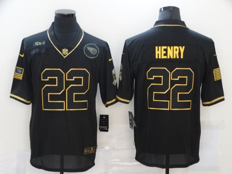Tennessee Titans #22 Derrick Henry 20 Salute Retro Gold 698 Football Jersey football jersey product view 1