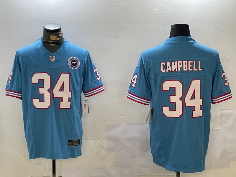 Tennessee Titans #34 Earl Campbell Style 1 Football Jersey football jersey product view 1