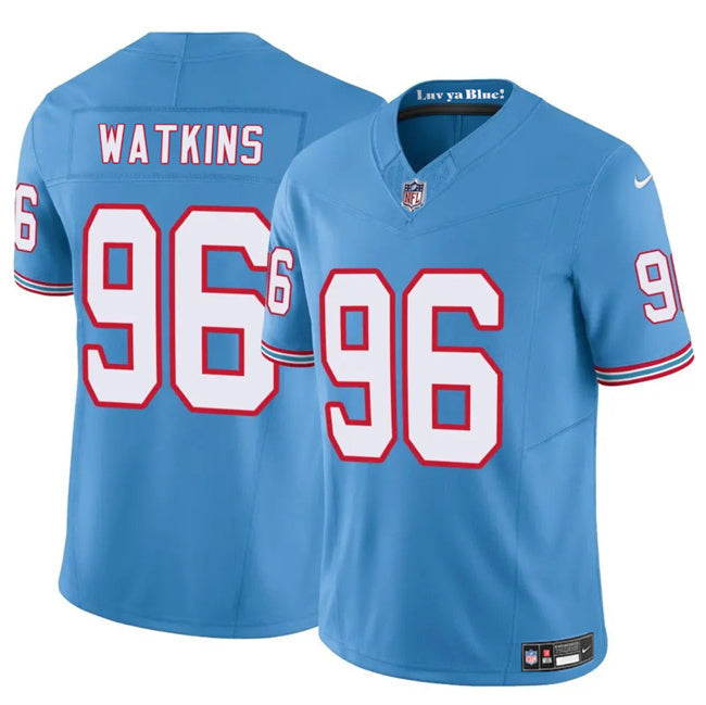 Tennessee Titans #96 Carlos Watkins Blue 2025 F.U.S.E. Throwback Vapor Football Jersey football jersey product view 1