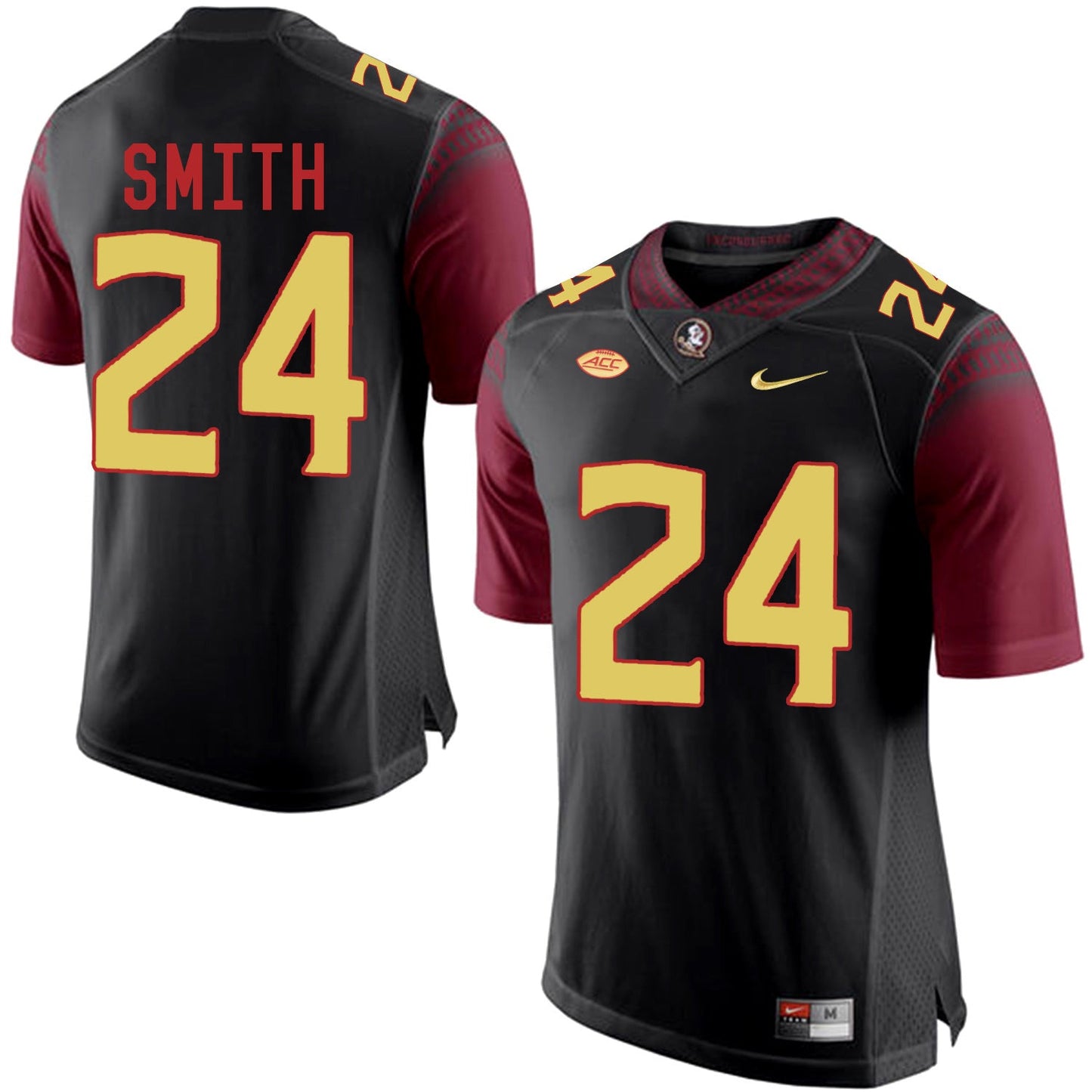 Terrance Smith 24 Black College Football Jersey football jersey product view 1