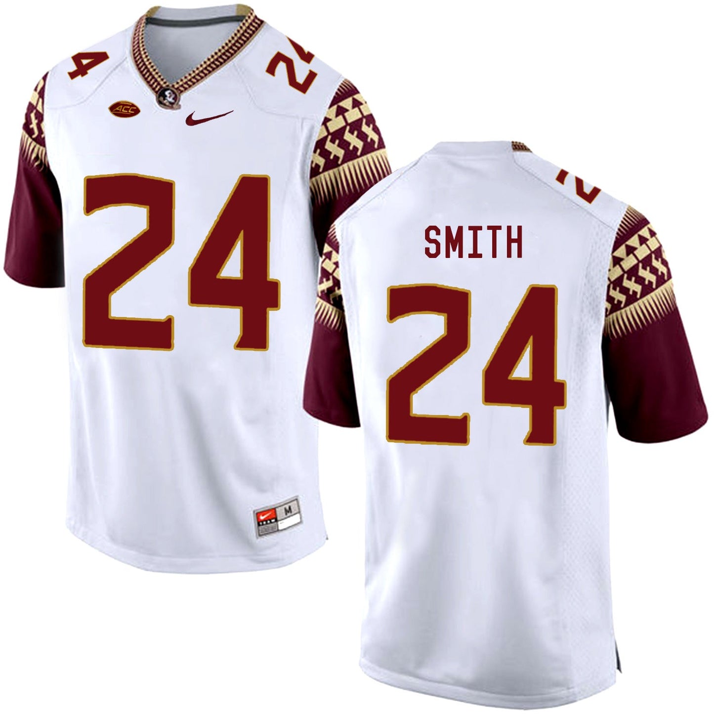 Terrance Smith 24 White College Football Jersey football jersey product view 1
