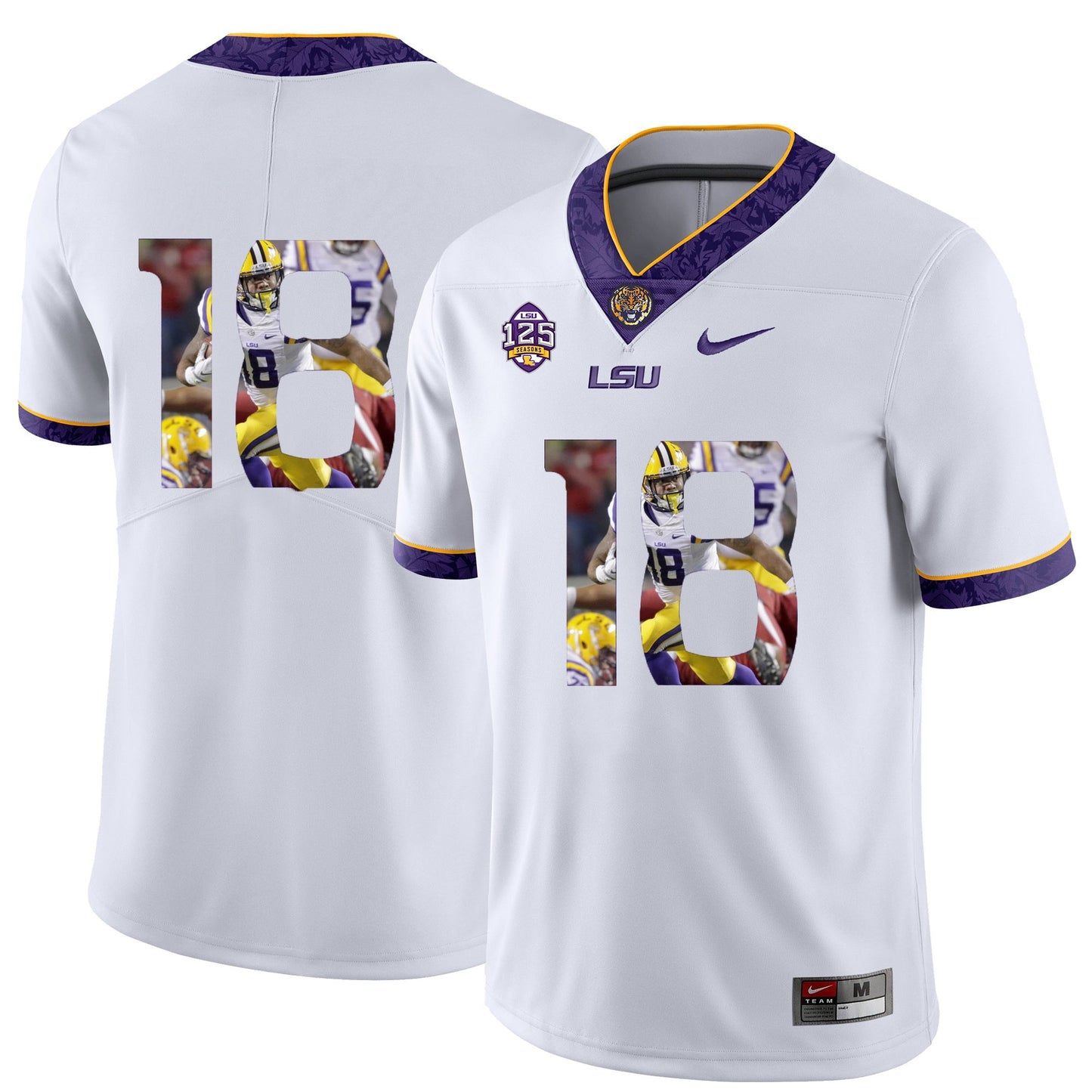 Terrence Magee 18 Pattern White College Football Jersey football jersey product view 1