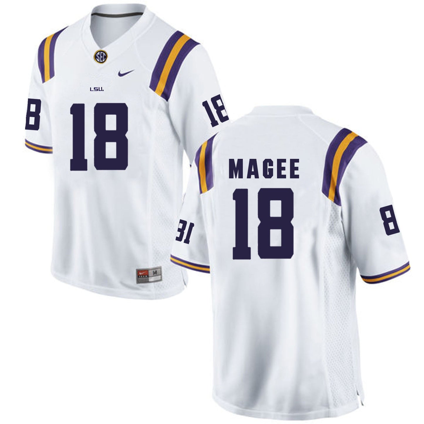 Terrence Magee 18 White Style 2 College Football Jersey football jersey product view 1