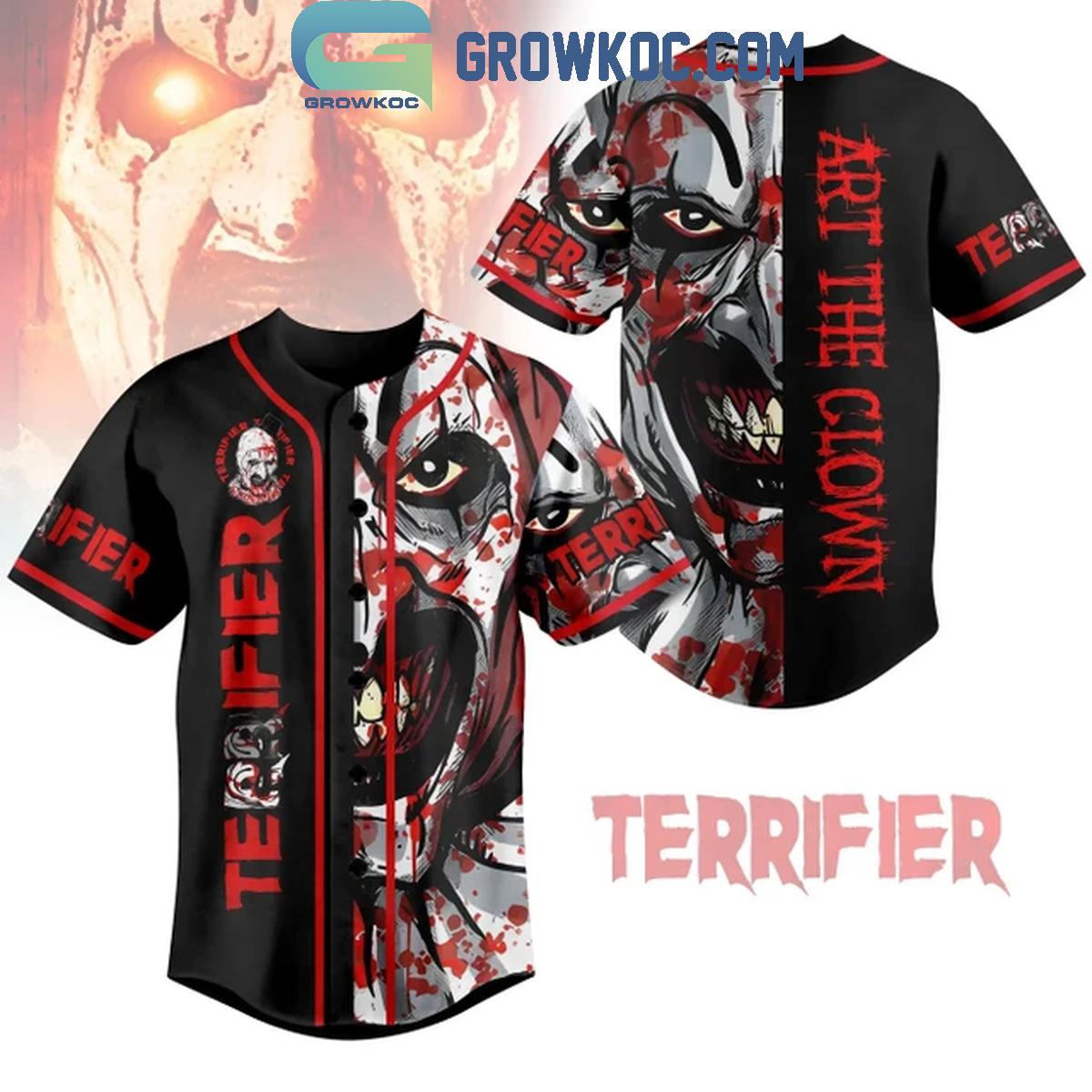 Terrifier 3 Art The Clown Bloody Christmas Baseball Jersey baseball jersey product view 1
