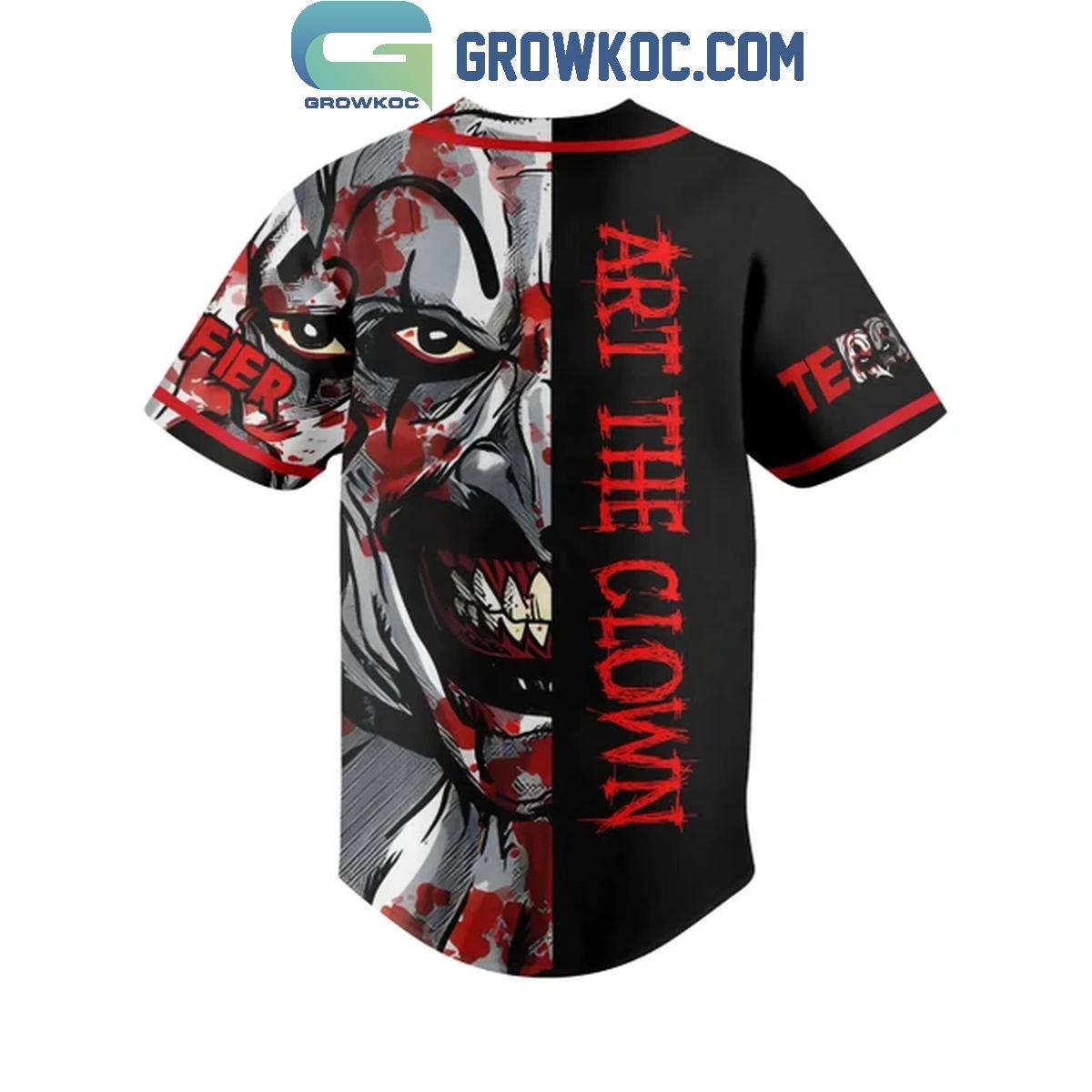 Terrifier 3 Art The Clown Bloody Christmas Baseball Jersey baseball jersey product view 3