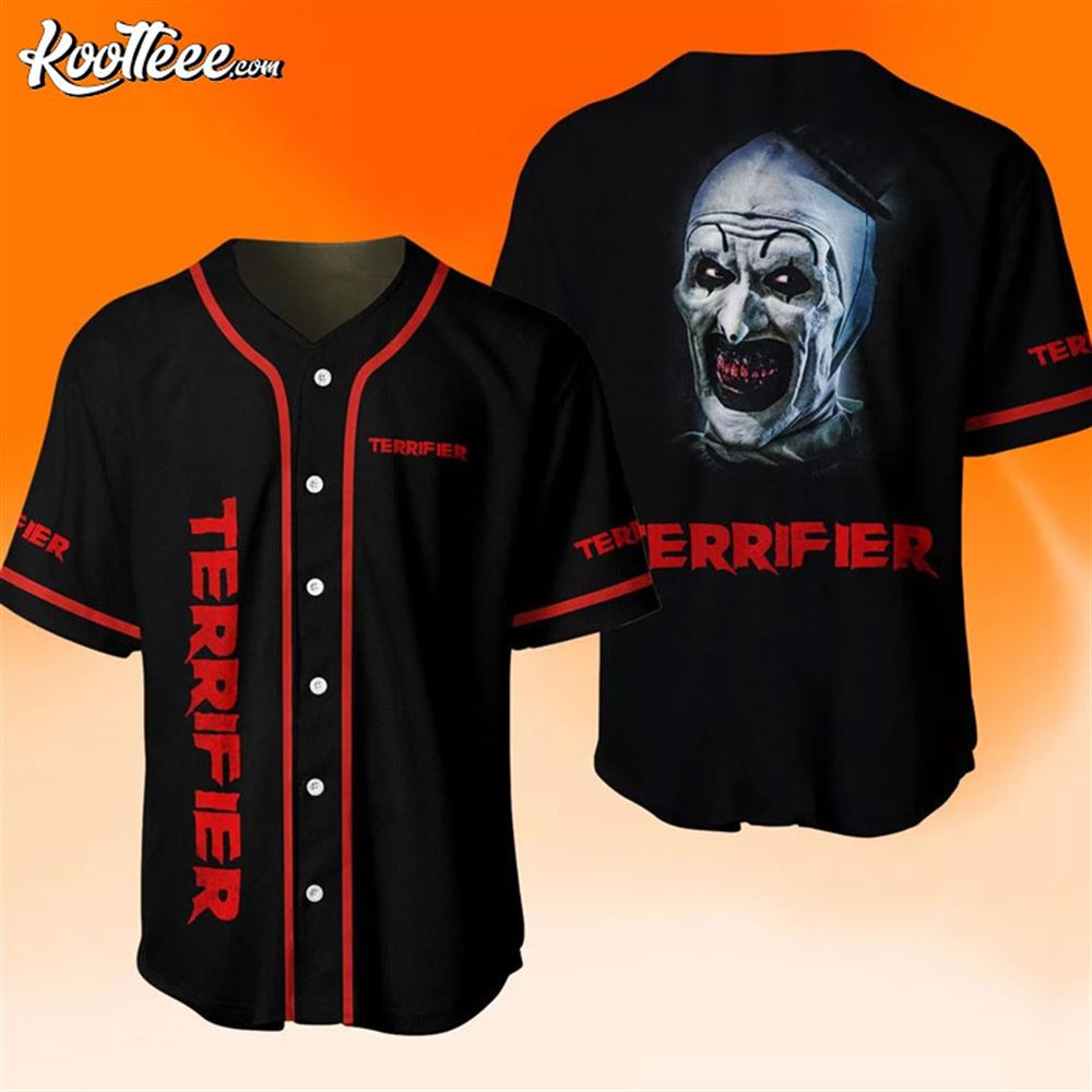 Terrifier Scary Clown Halloween Baseball Jersey baseball jersey product view 1