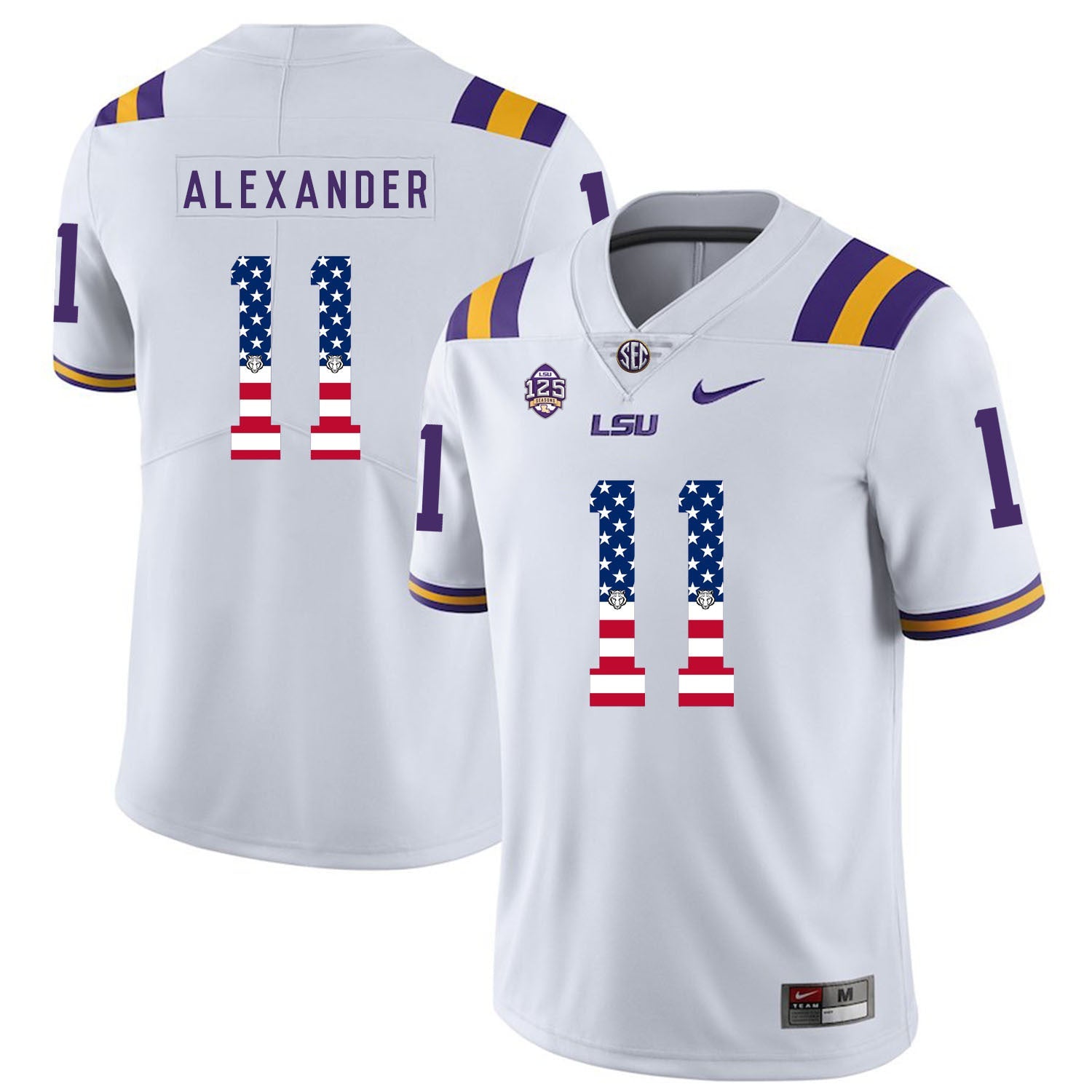 Terrnce Alexander 11 White College Football Jersey football jersey product view 1