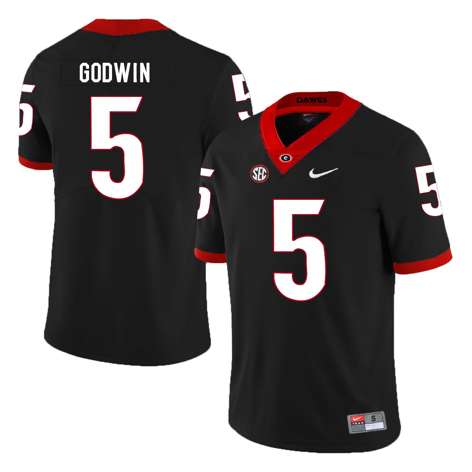 Terry Godwin 5 Black College Football Jersey football jersey product view 1