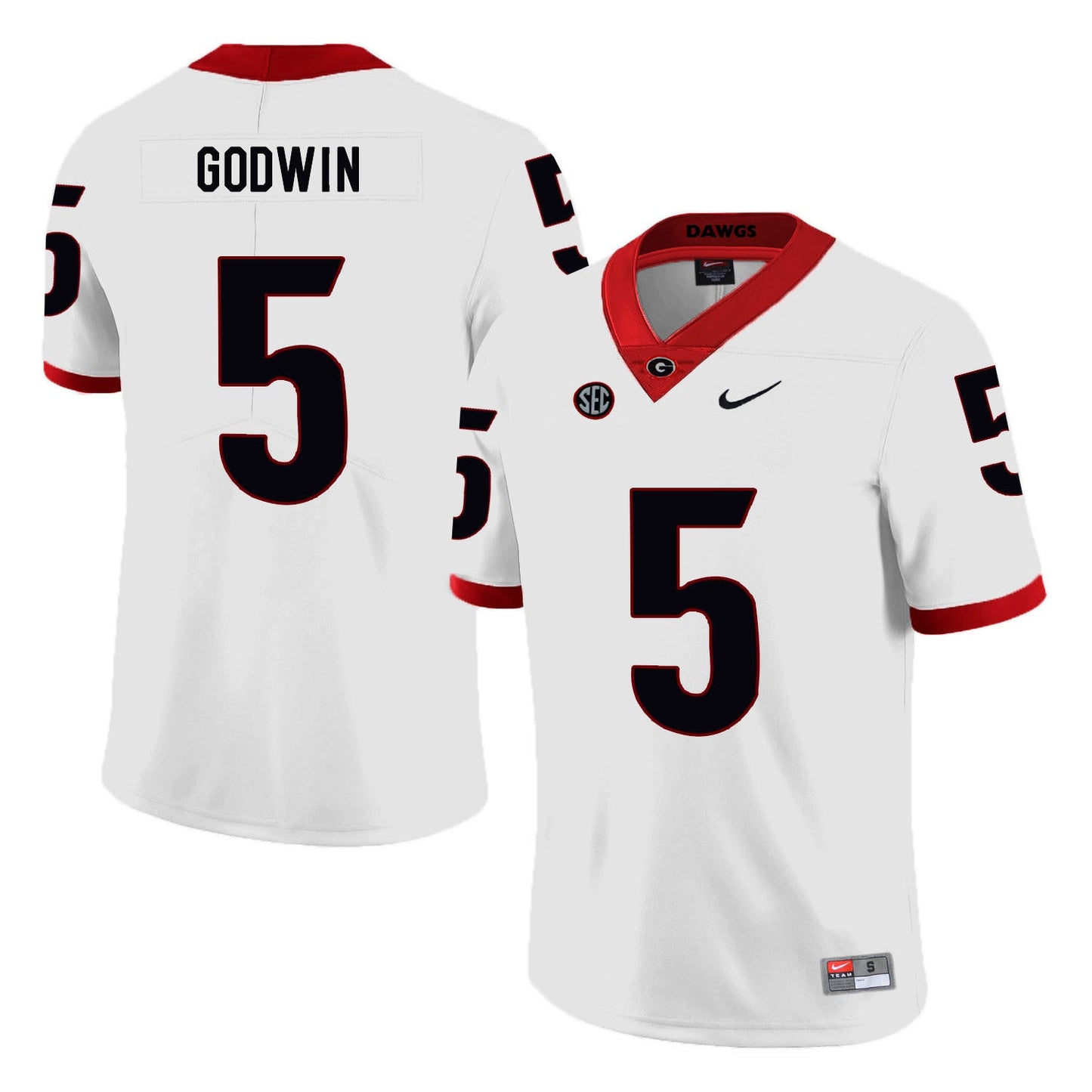 Terry Godwin 5 White College Football Jersey football jersey product view 1