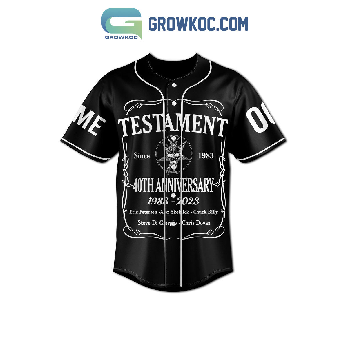 Testament 40th Anniversary 1983 2023 Memories Personalized Baseball Jersey baseball jersey product view 1