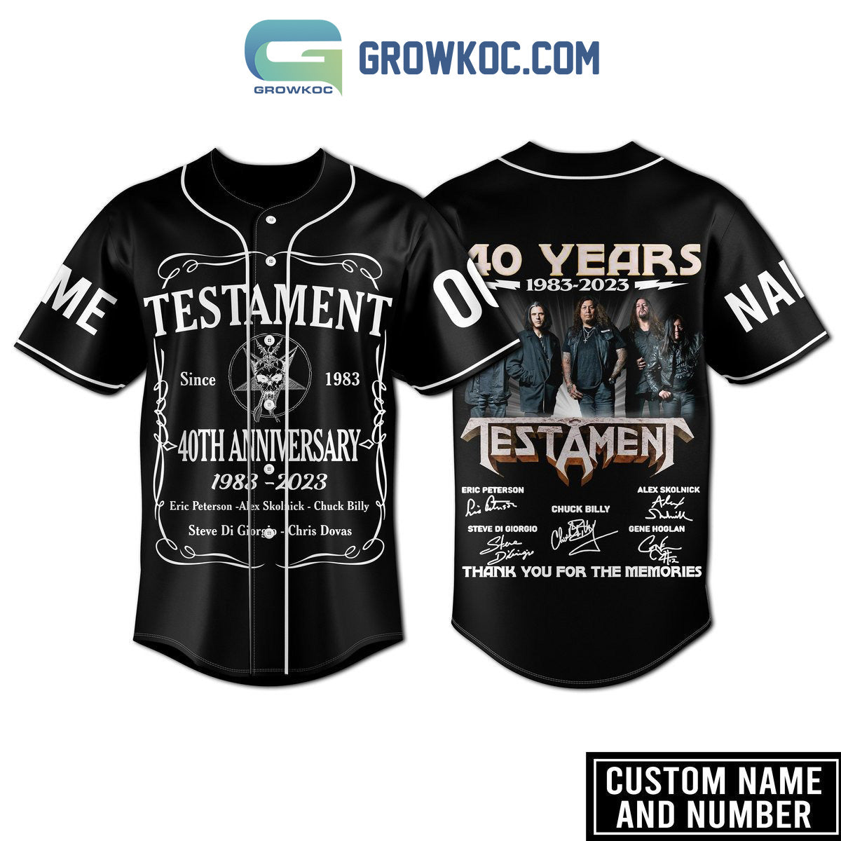 Testament 40th Anniversary 1983 2023 Memories Personalized Baseball Jersey baseball jersey product view 2