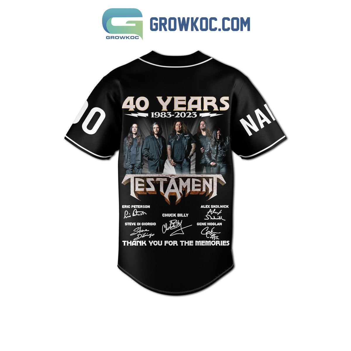 Testament 40th Anniversary 1983 2023 Memories Personalized Baseball Jersey baseball jersey product view 3