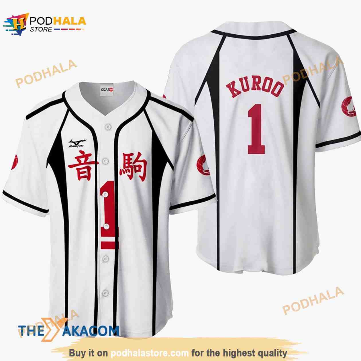 Tetsurou Kuroo Haikyuu Anime Costume 3D White Baseball Jersey Shirt baseball jersey product view 1