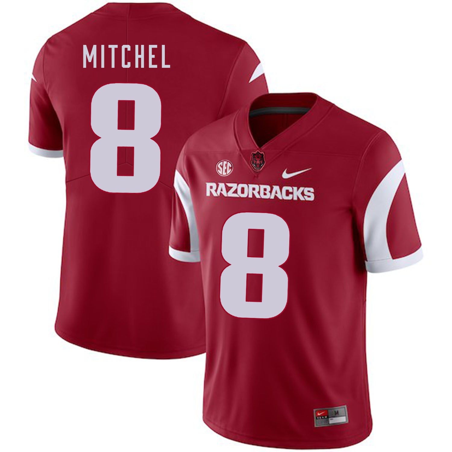Tevin Mitchel 8 Red College Football Jersey football jersey product view 1